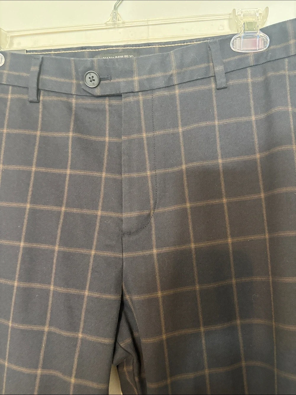 Men's Black Windowpane Dress Pants